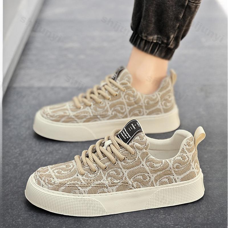 Fashion Canvas Shoes Men's Low Top Summer 2025 New Niche Design Printed Casual Shoes Thick Soled Sports Fashion Trend Chunky sneakers
