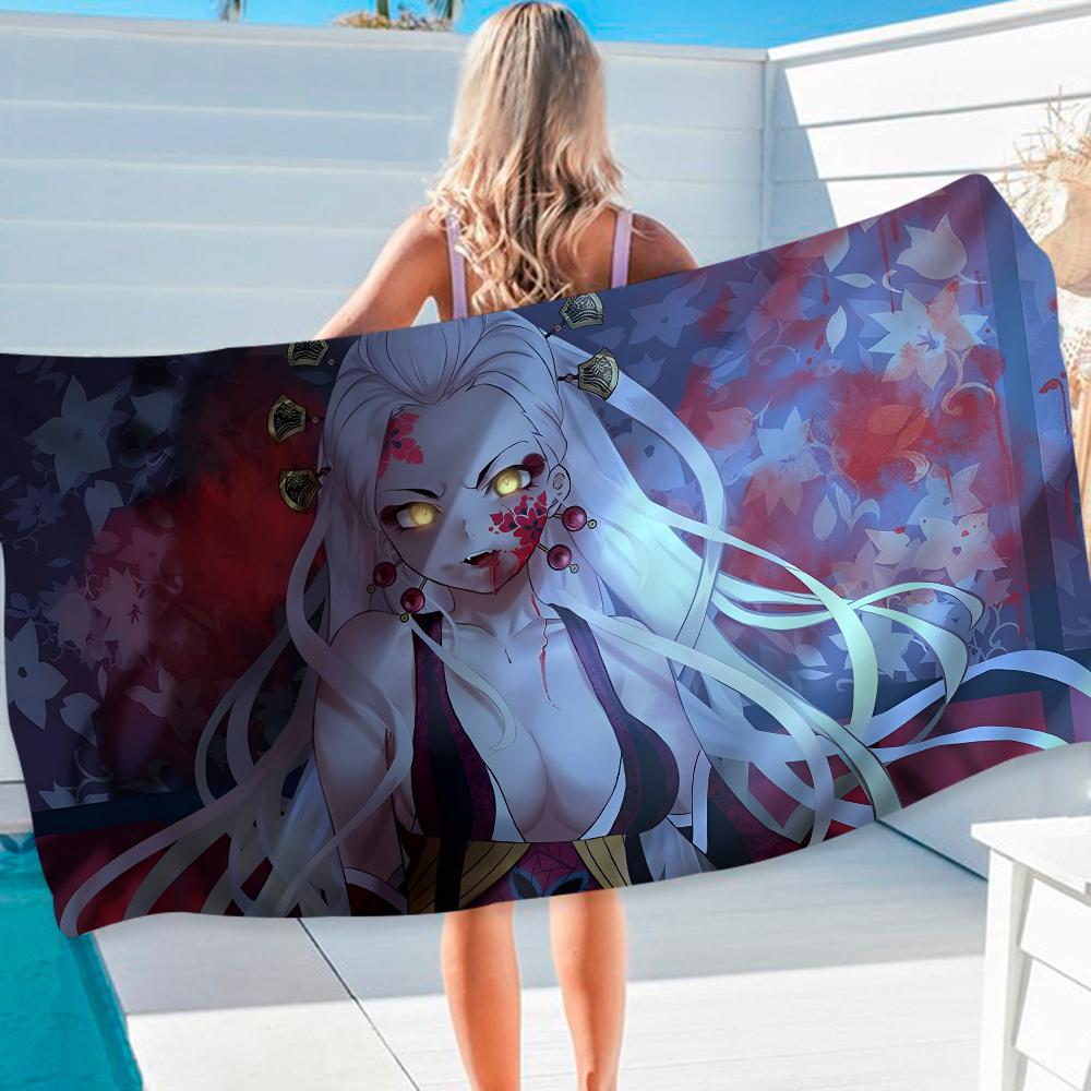 Demon Slayer Daki Hippie Beach Towel Cartoon Cute Summer Kids Large Bath Pool Beach Towel Absorbent for Swimming Travel