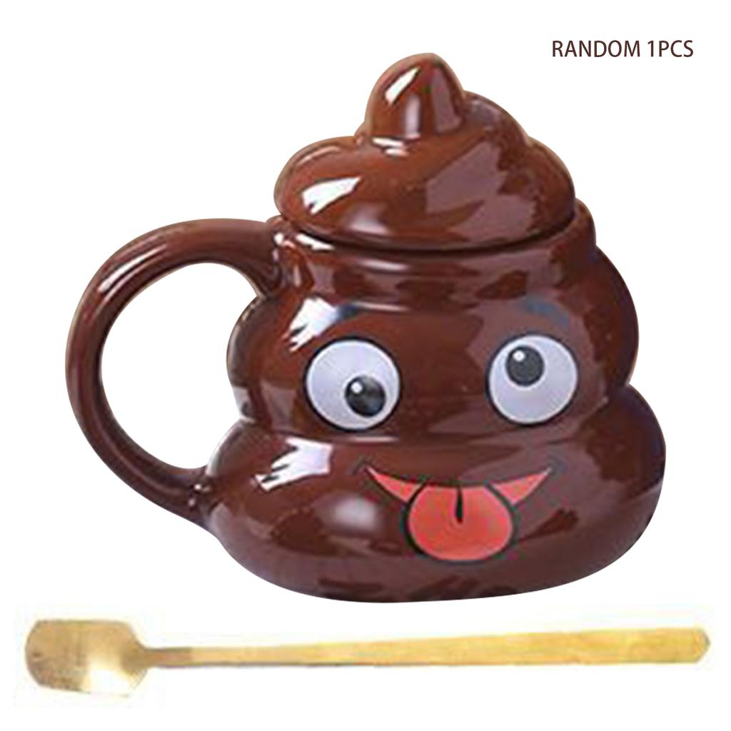 Creative Prank Ceramic Mugs,Personalized Coffee Cup with Spoon for Birthday Gifts,480ml Funny Poop Water Cup for Christmas Gift