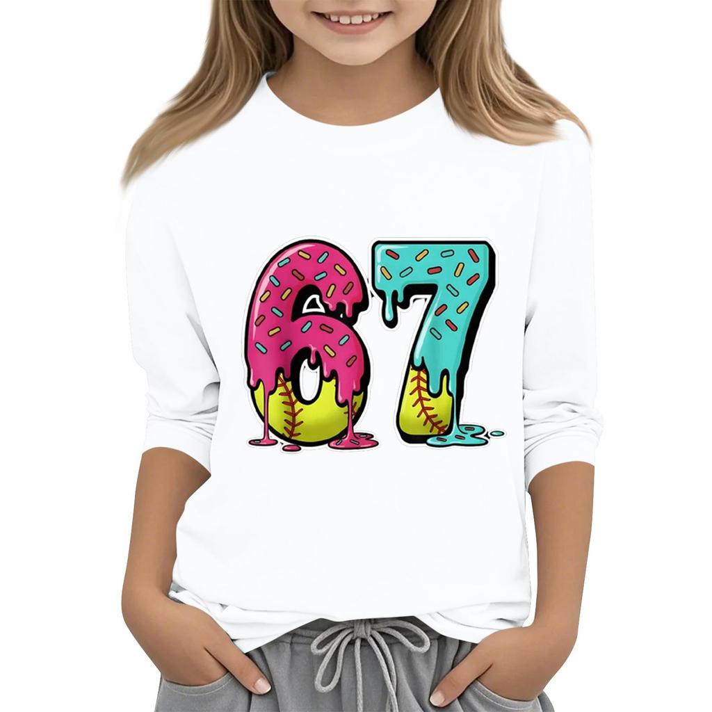 Children's Fashion Three-Quarter Sleeve Round Neck Printed Casual T-Shirt Top