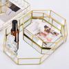 Golden Mirror Tray Cosmetic Container Jewelry Organizer Case Bathroom Storage Lipstick Necklace Desktop Pantry Organizer Cake