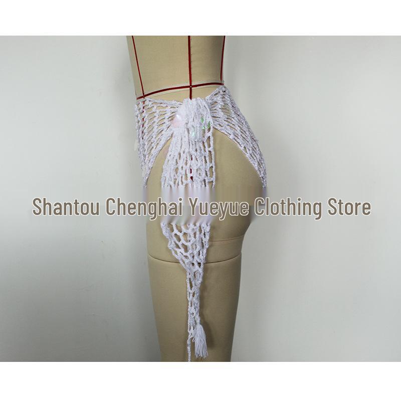 Hand-Crocheted Sequin Tie-Up Beach Cover-Up Dress