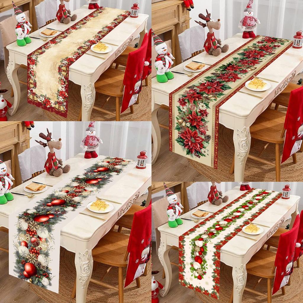 Christmas Ball Table Runner Merry Christmas Decorations For Home 2026 Cristmas Table Cover Navidad Noel Gift New Year Tablecloth