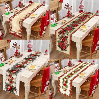 Christmas Ball Table Runner Merry Christmas Decorations For Home 2026 Cristmas Table Cover Navidad Noel Gift New Year Tablecloth