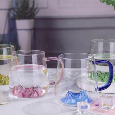 13.6oz Creative Observation Mountain Glass Fashion Light Coffee Cup Colorful Water Cup High Borosilicate Glass Cup 395ml Tea Cup