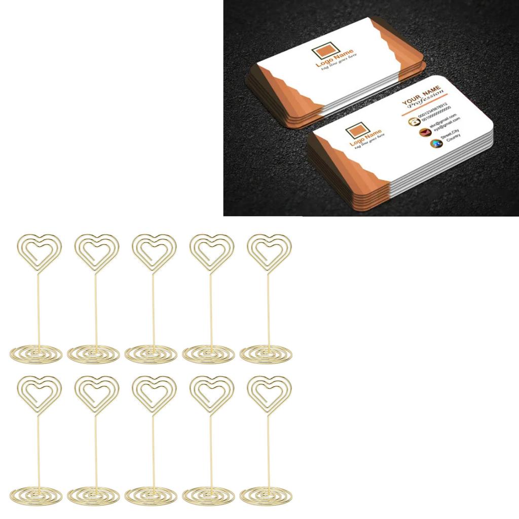 10Pcs Table Number Stands Layered Heart Style Stable Base Electroplated Metal Place Card Holder for 