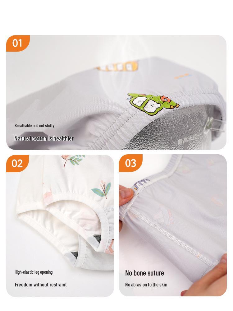 Baby Elefant Kinder Slips ohne Kneifen aus Graphen-Baumwolle - Weich, Dünn, 4-Eck-Shorts, Klasse A