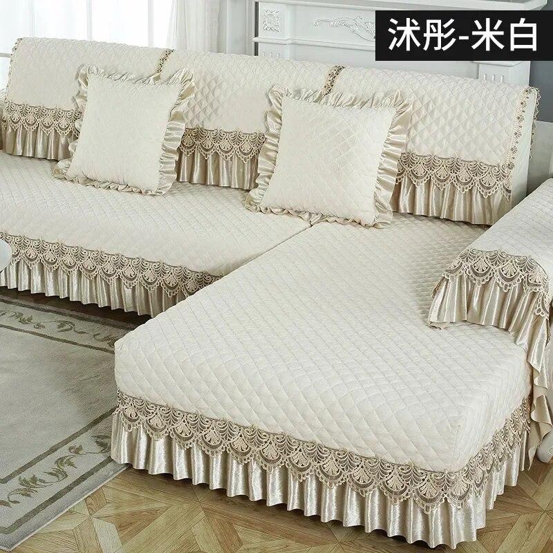 European Style Large Flower Sofa Cover Light Luxury Lace Non Slip Sofa Cushion Four Seasons Universal Fabric Sofa Napkin