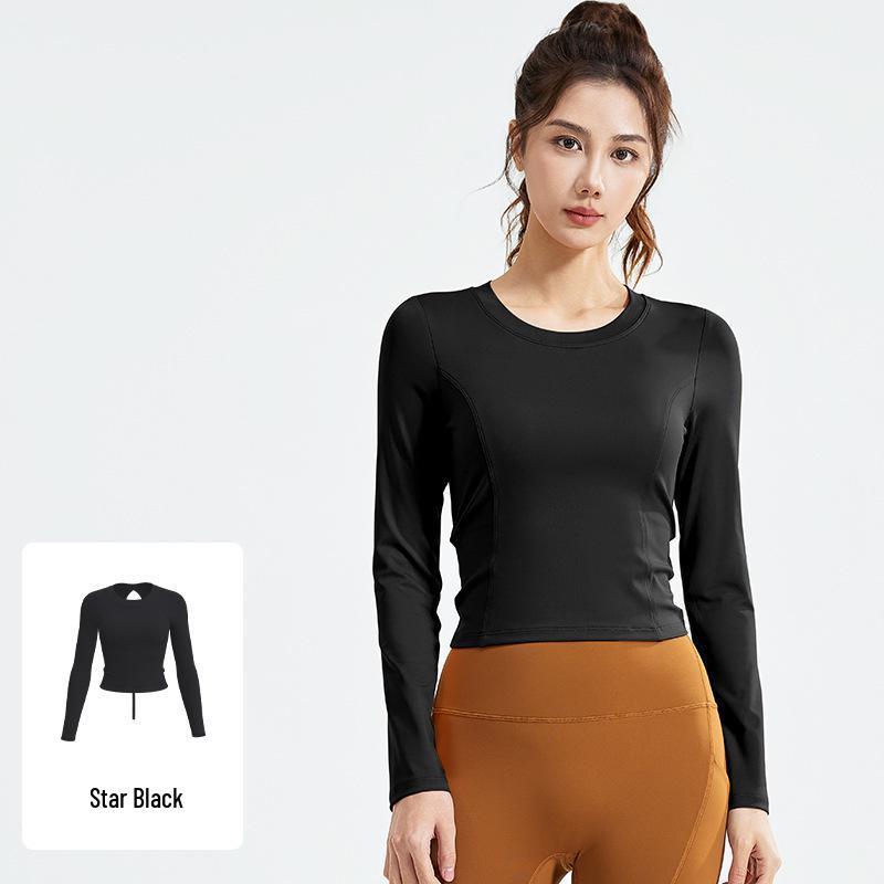 

Женский костюм для йоги с длинным рукавом - Утягивающий, со сборками, с вырезом на спине, верхняя одежда для фитнеса и бега XX-Large