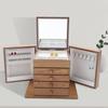 5-patrový velký vintage zásuvkový box na šperky, stolní zrcátko na make-up, vícepatrový dřevěný šperkovnice, dárek pro ženy