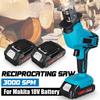 Blue Cordless Electric Reciprocating Saw with 1/2PC Li-ion Battery Wood Metal PVC Pipe Cutting Tool