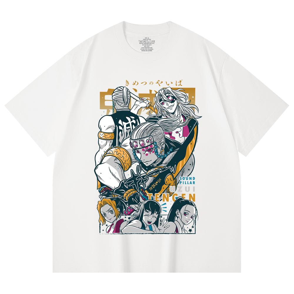230 Gsm 100% Cotton Demon Slayer V65 Uzui Print Unisex Heavy Cotton T Shirt