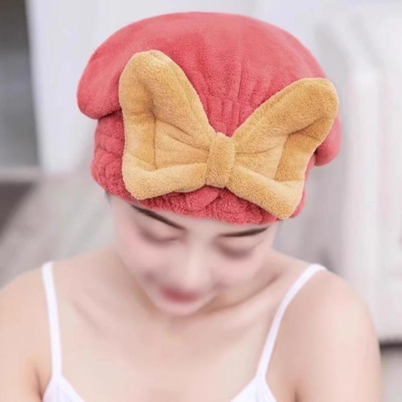 Dry Hair Cap, Quick-drying Women's Pullover, Cute Bow, Super Absorbent Bath Cap, Adult Dry Hair Towel, No Shedding