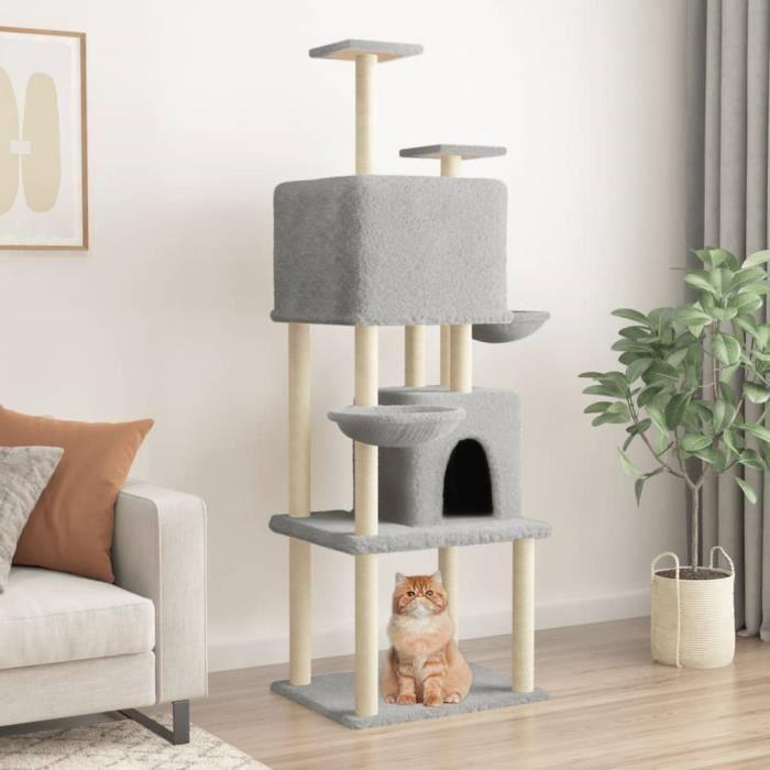 VidaXL Arbre à chat avec griffoirs en sisal Gris clair 180 cm 172032
