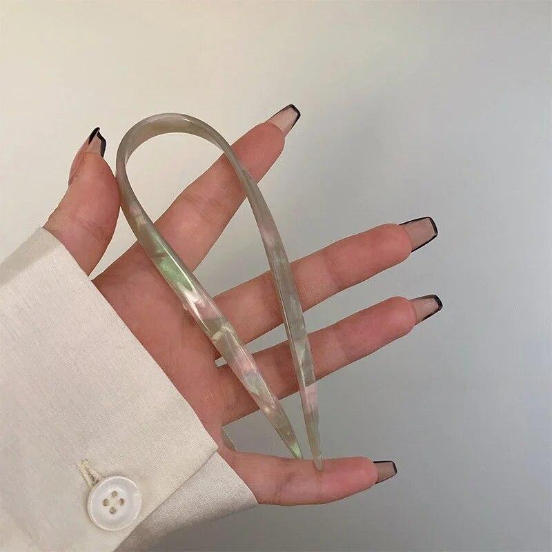 Ацетатная U-образная заколка для волос, корейская простая леопардовая заколка для волос в стиле ретро, ​​элегантные U-образные заколки для волос, заколки для волос, аксессуары для укладки волос