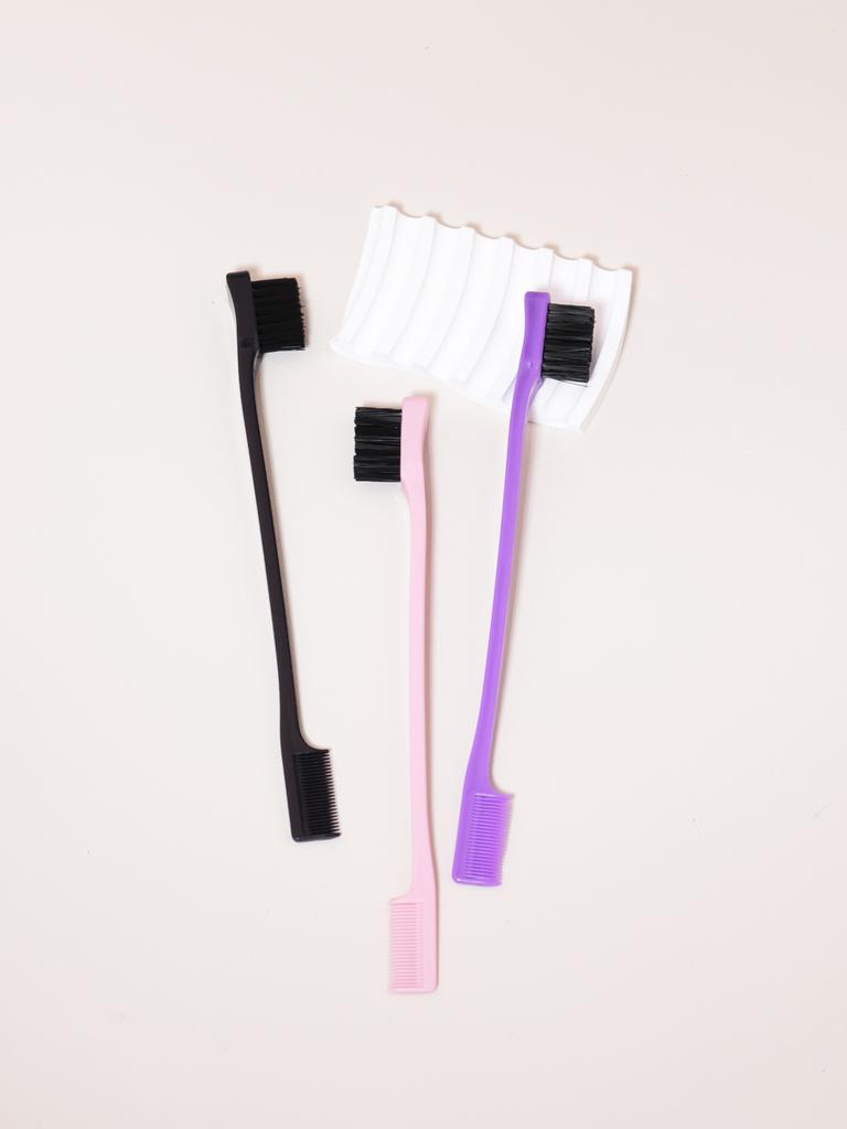 3pcs Hair Comb Eyebrow Brush Comb Double-sided Edge Control Bursh Back Brush Comb, Hair Styling Tool Special for Real Hair Wigs