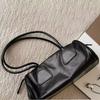 Black retro tote bag women's 2024 new premium texture minimalist lightweight commuter pleated portable shoulder bag