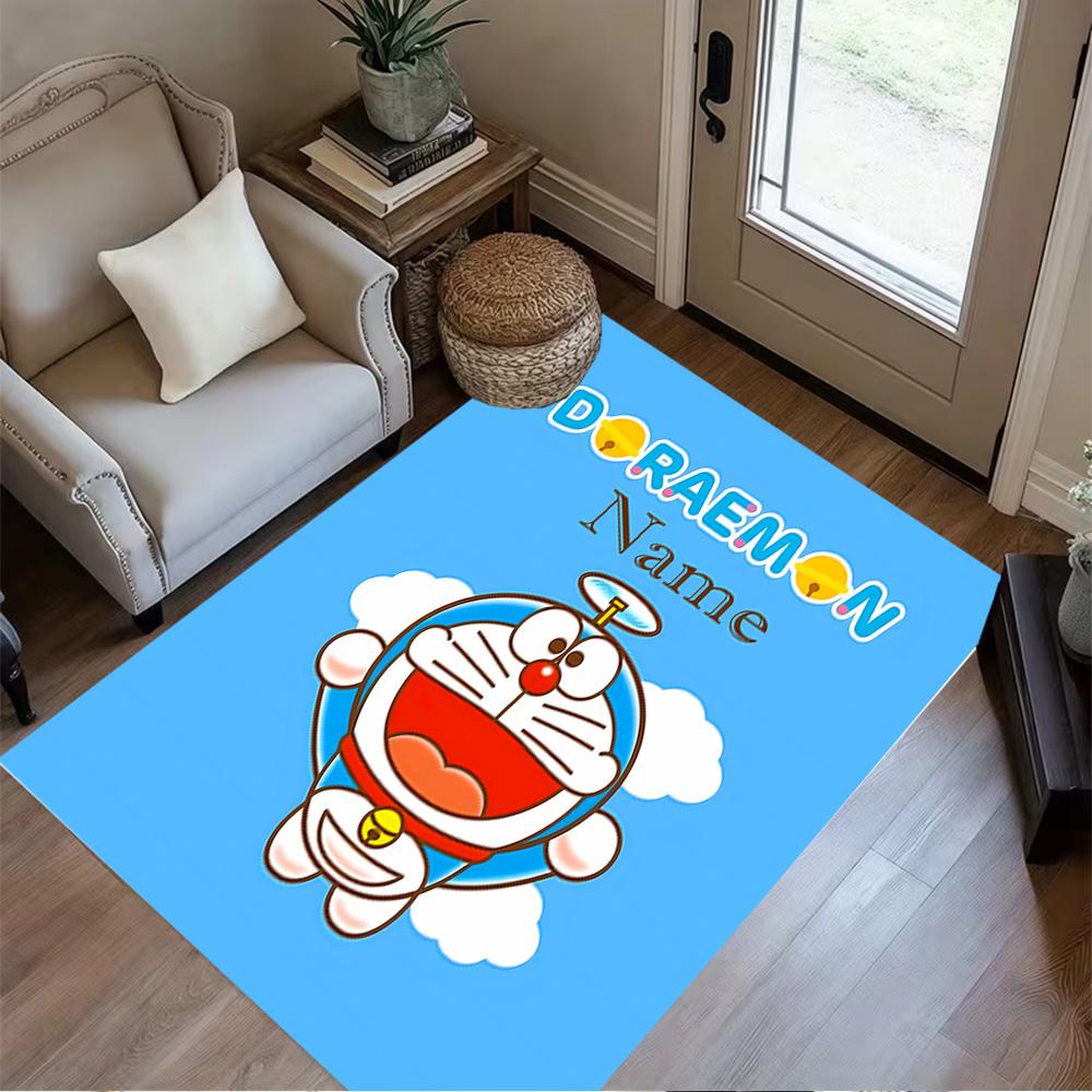 Doraemon Adventure Customized Name Area Rug Suitable for Balcony Bedrooms Dormitory Hallway Anti-slip Rug Office home decor Birthday/Christmas Gift