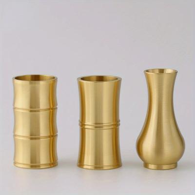 Copper Incense Bottle Incense Ware Crafts Bamboo Vase Incense Bottle Brass Storage Bottle Ceremony Tea Ornaments