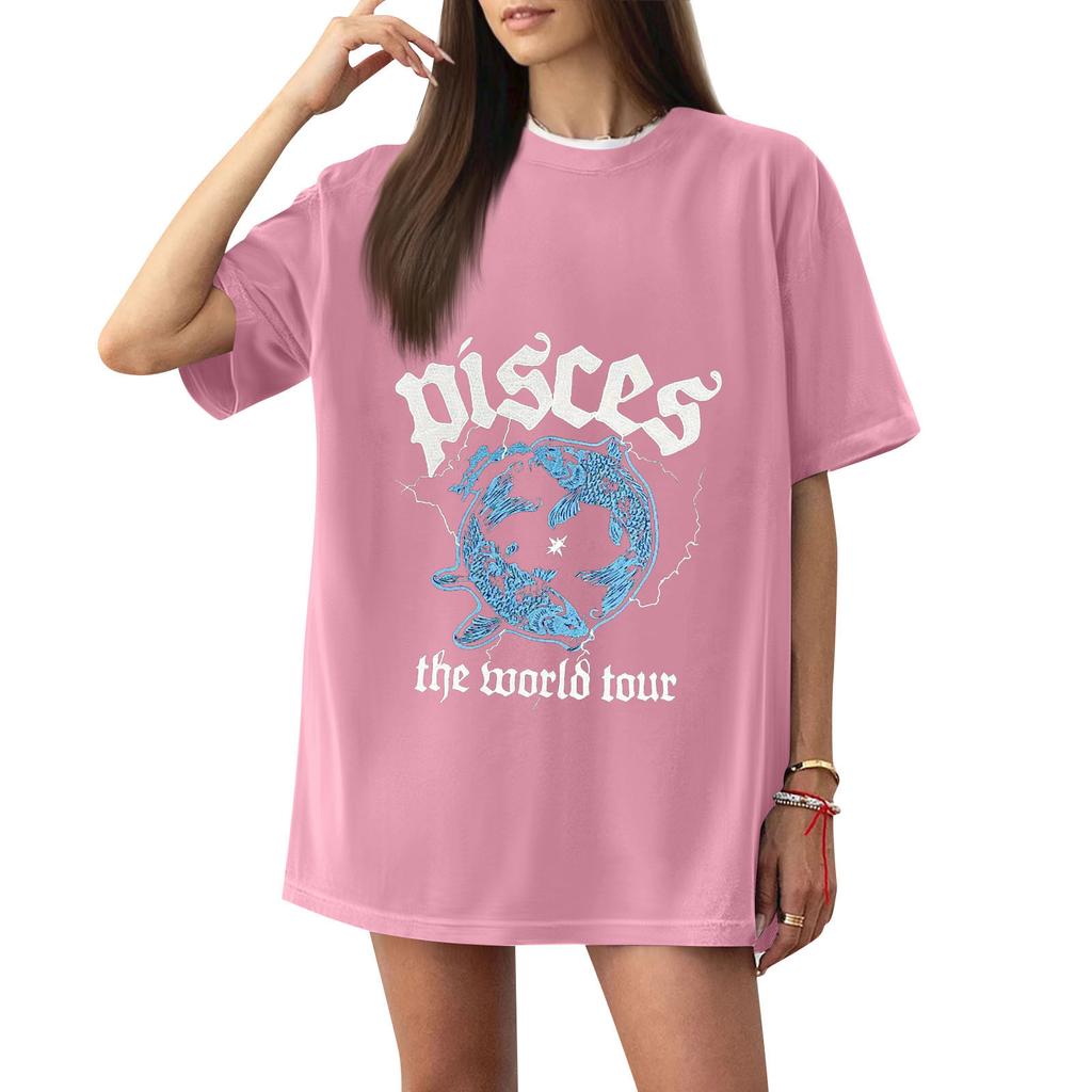 Mode Rundhals Raglan Kurzarm Arbeitskleidung Bedruckte Oberteile Damen Sommeroberteile