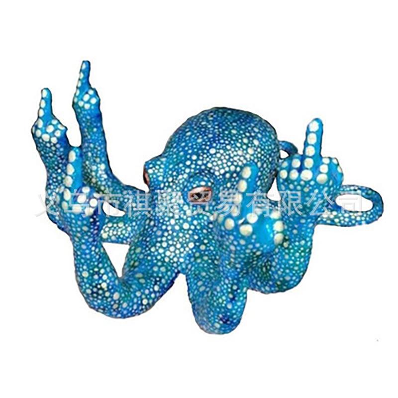 Vertical Middle Finger Octopus Statue Creative Resin Crafts Decoration Home Office Desktop Micro Landscape Decoration Fun Gifts