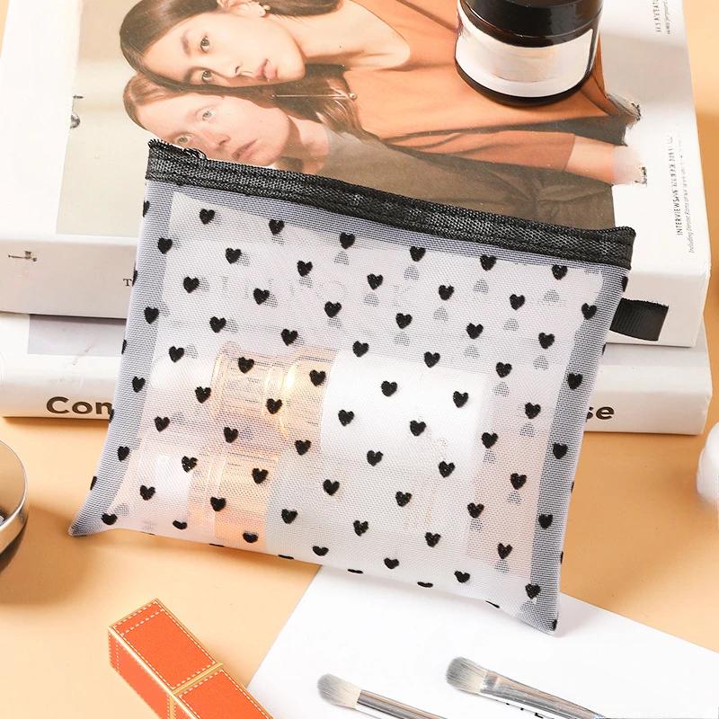 Small Large Black Makeup Bag Mesh Clear Cosmetic Bags Women Travel Toiletry Organizer Lipstick Storage Pouch Pencil Case