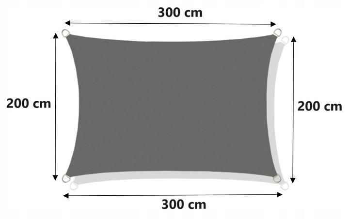 Shade sail, waterproof nylon, 3x2m, gray