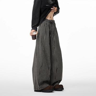 Dámske čierne gotické pruhované dlhé nohavice voľné tepláky Harajuku Y2k Vintage nadrozmerné nohavice Oblečenie