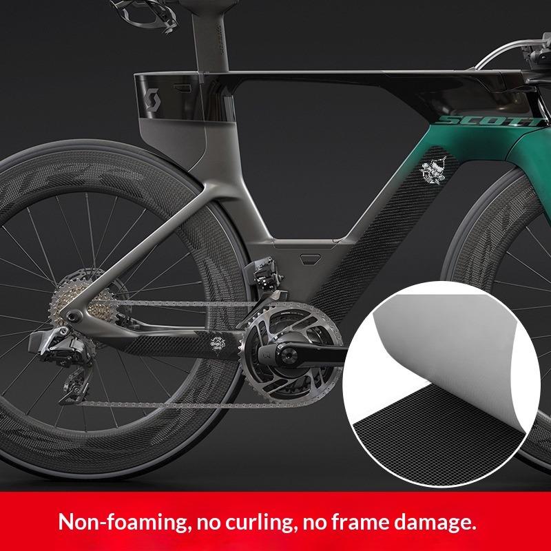 Autocollant de Protection Texture Fibre de Carbone ENLEE pour Cadre de Vélo de Route en Montagne, Autocollant Épais Imperméable, Autocollant de Protection de Chaîne