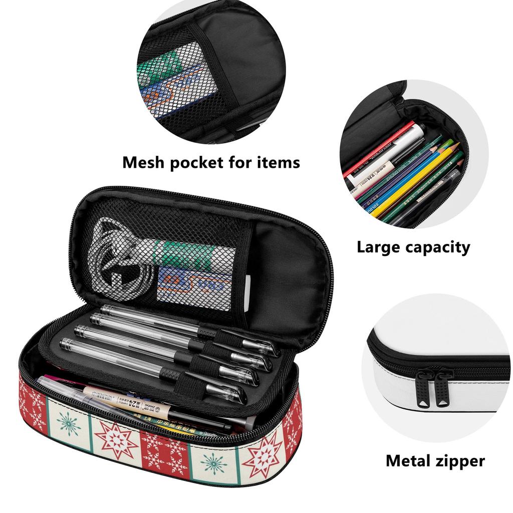 Pen Case Organized Storage 300D Polyester Smooth Zipper with Main Pocket Mesh Layer and Removable Pen Divider for Daily School Use