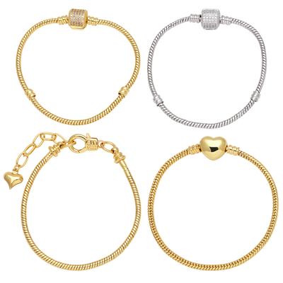 Bracciale a Catena Cuore di Rame Serpente alla Moda Placcato Oro Regolabile Ottone Fatto a Mano Gioielli Fai da Te Materiali brtf37