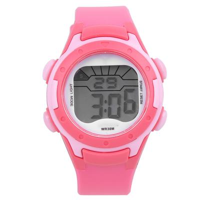 Electronic Watch Children Sports 3ATM Waterproof PU Strap Wrist WatchRose Red