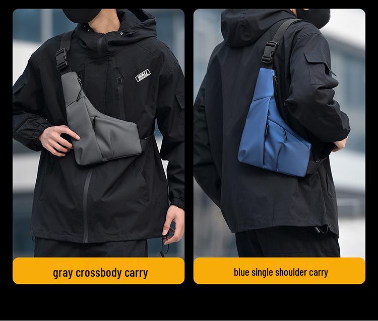 Tide Cool Water-Repellent Men's Crossbody Chest Bag: Fashionable, Large Capacity, Lightweight, and Casual Backpack