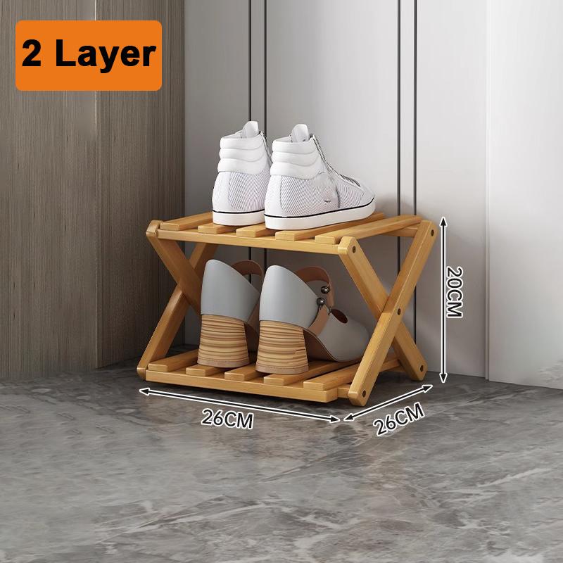 Полка для обуви из натурального бамбука многослойная не требующая установки органайзер для обуви угловые полки для хранения на пороге шкаф для обуви в гостиной 24159₽