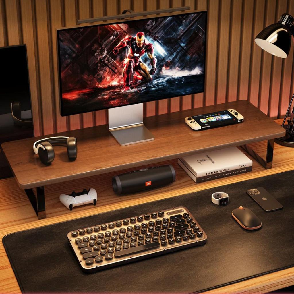 E-sports Desktop Monitor Riser Shelf with Cooling and Storage Features