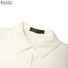 ZANZEA Women Turn Down Collar Long Sleeve Loose Casual Long Shirt Dress
