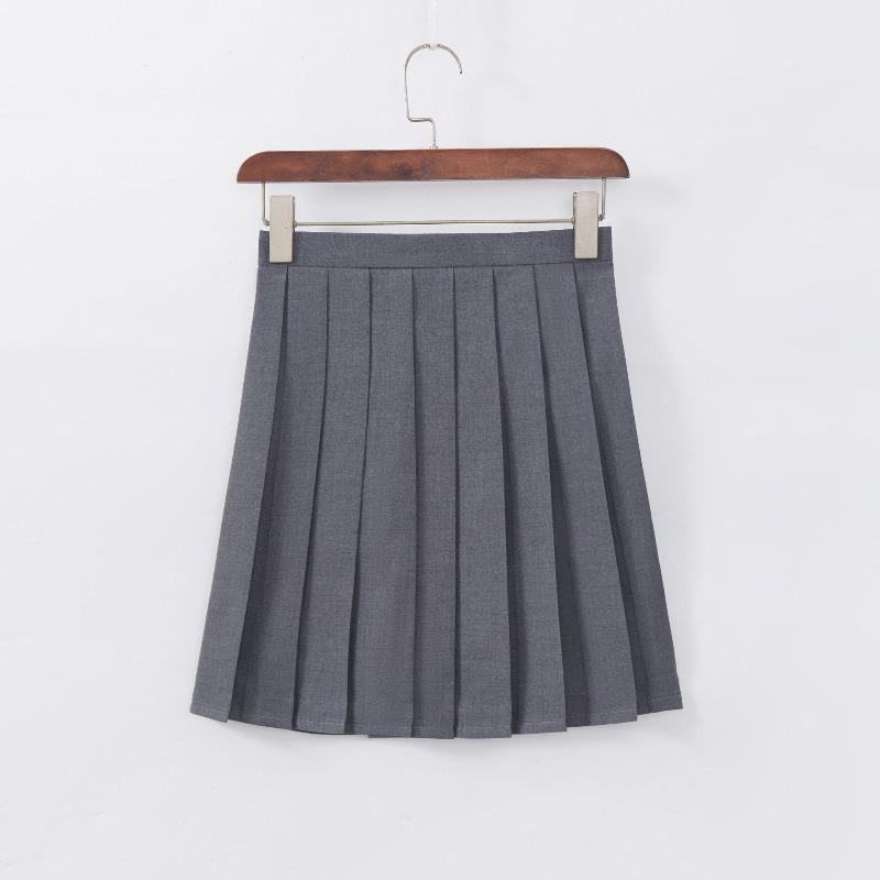 Completo gonna corta uniforme ricamato grigio tre pezzi gonna plissettata a maniche lunghe top stile college nuovo