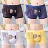 Men Boxers U Convex Breathable Stretchy Mid Waist Thin Anti-septic Squeeze Hand Print