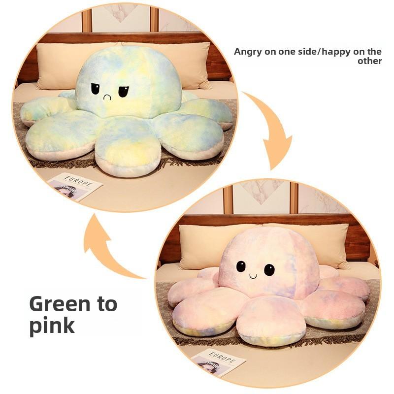 Reversible Dye Scape Octopus Plushie With Cartoon Animal Shape For Kids Bedroom Decor