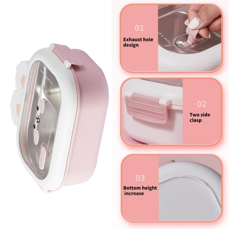 Rabbit Decorated Meal Container Multi Compartment Rabbit Lunch Box for Children Stable Stainless Steel Container