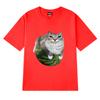Funny Watermelon Cat Silly Cat Meme printed T Shirt 2025 New Men Women Oversized short sleeve T-shirts Unisex 100% Cotton Tops