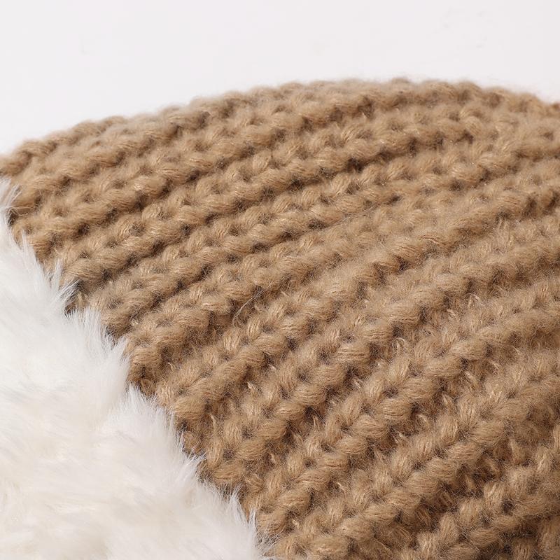 Women Warm Fluffy Plush Bucket Hat Ladies Winter Solid Fashionable Knitted Cap  Fisherman Cap Ladies