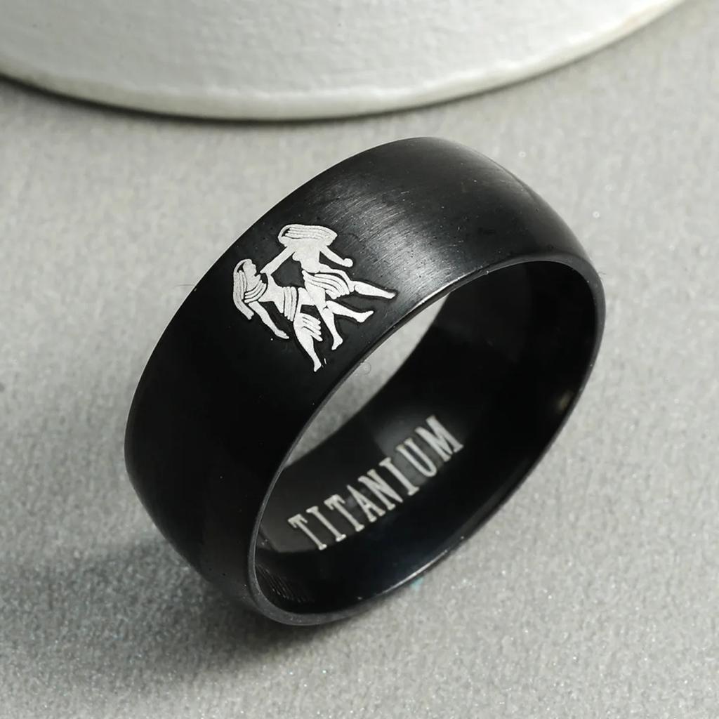 12 Zodiac Sign Stainless Steel Ring - Fashion Charm for Aries Taurus  Adjustable Unisex Friendship  Accessory