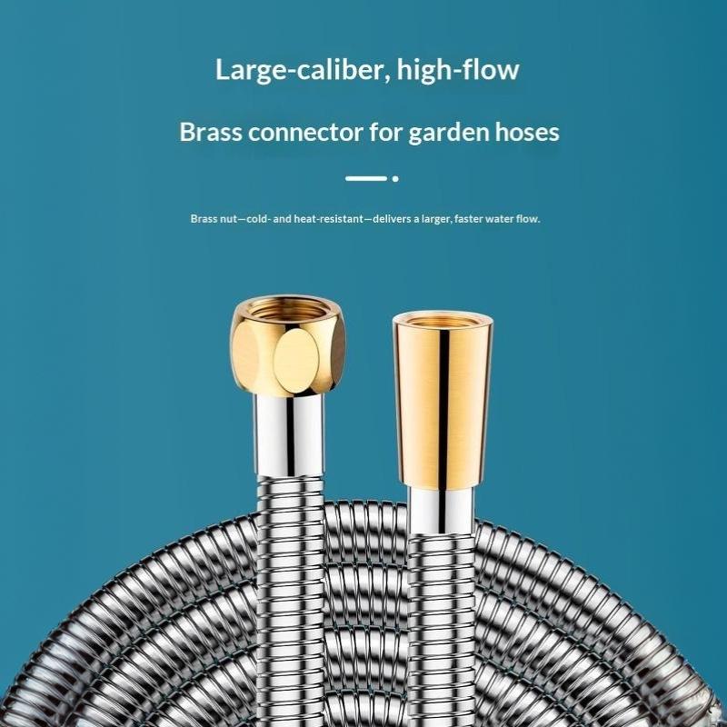 High-Pressure Shower Hose; Delivers High Water Flow; Made Of 304 Stainless Steel With Thickened Hose Walls.