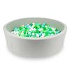 Dry Pool 130x40cm Light Gray with 700 Balls: White, Light Green, Mint, Green