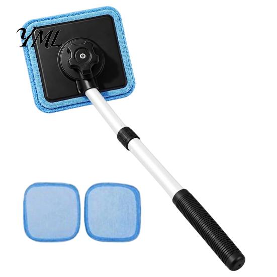 Portable Car Detailing Cleaning Kit Magnetic Windshield Kit, Double-Sided Glass Cleaner with Microfiber Cloth Pads Long Telescopic Handle, Reusable