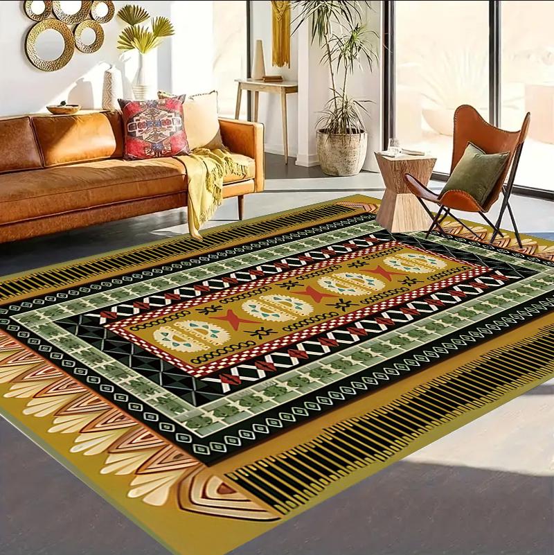 Tapis Tapis Bohème Ethnique Bleu Rouge Géométrique Tapis de Sol Décoration Intérieure Couloir Long Cuisine Traditionnel Marocain Motif losange Chambre à Coucher