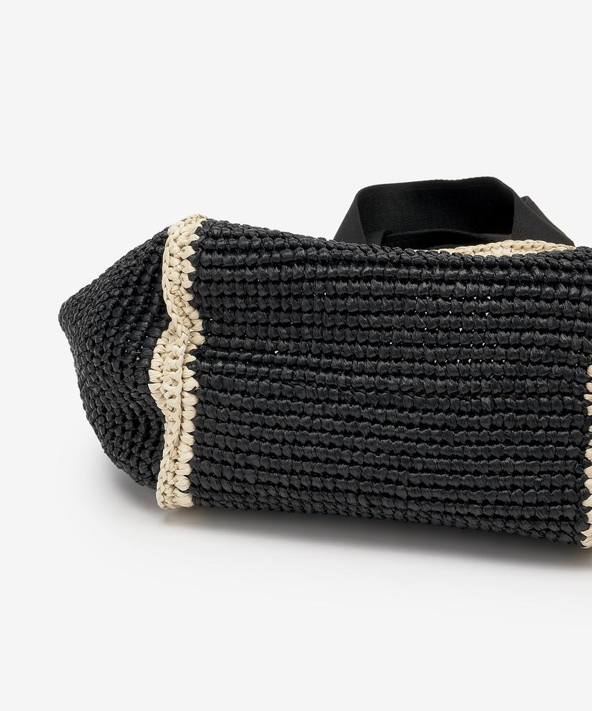 Marni Small Raffia Shopper Tote Bag - Black:Ivory:Black / Shmp0121L0P6769Zo762