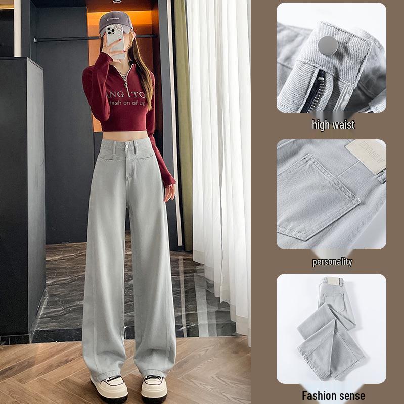 

Женские серые модные джинсы свободного кроя с прямыми штанинами, весна/лето 2025 XL