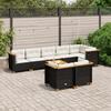 VidaXL Garden Lounge Set 9 Pcs with Cushions Black Wicker 3261893
